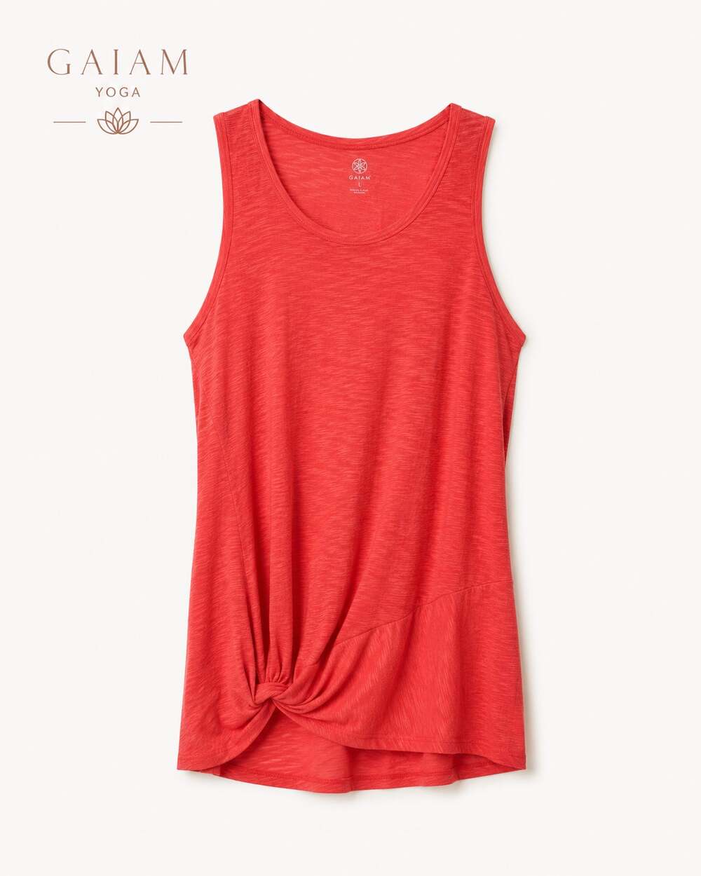 Gaiam Twist Front Yoga Tank Coral Slub Activewear Women’s Large
